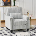 Stripes Accent Chair Modern Upholstered Boucle Fabric Armchair Single Sofa with Wood Legs for Living Room Patio Grey Stripes.