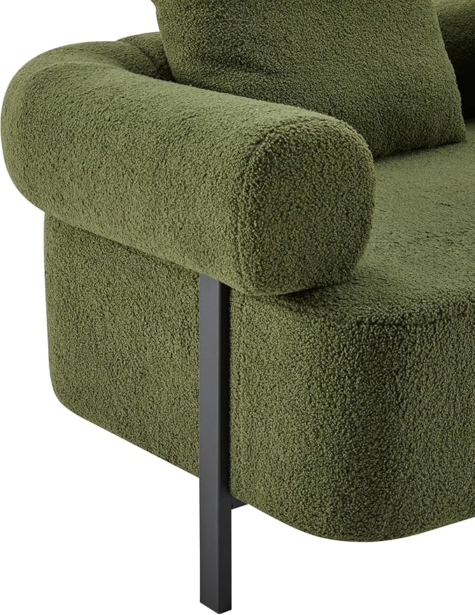 Christopher Knight Home Gilly 78 Modern Boucle Upholstered Sofa with Pillow Oversized Comfy Cloud Couch with Wooden Frame 3-Seater Sofa Couch for Living Room Bedroom Home Office Olive Green