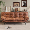 Vyfipt 71 Convertible Futon Sofa Bed3-in-1 Faux Leather Fabric Futon Couch with Memory Foam Modern Foldable Sleeper Loveseat for Small Spaces Living RoomOffice &amp ApartmentBrown