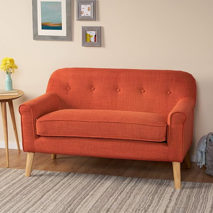 Christopher Knight Home Mariah Mid-Century Modern Loveseat Muted Orange