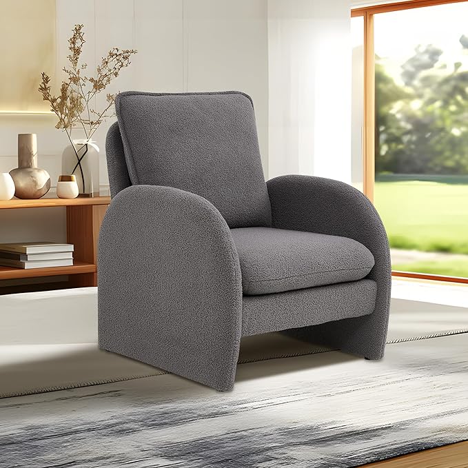 28.5 X 29.9'' Accent Chairs Modern Sherpa Lamb Fabric Living Room Chair Comfy Armed Chair Upholstered Armchair Leisure Single Sofa Chair for Bedroom Office Apartment and Living Room