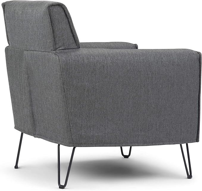 SIMPLIHOME Warren 28 inch Wide Mid Century Modern Accent Chair in Slate Grey Woven Fabric for the living and family room