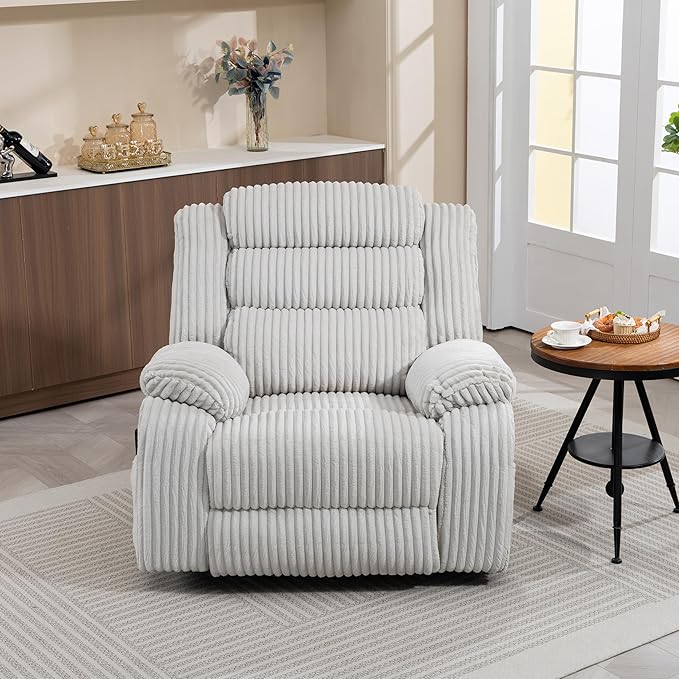ERYE 41.8 Oversized Swivel Glider Rocker Chair Power Reclining Chair W/Vibration HeatUSB-C PortsModern Corduroy Upholstered Power Recliner Nursery Armchair Living Room