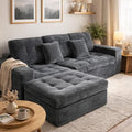 L-Shaped Modular Sectional Sofa with Chaise - 105 Inch Boneless Comfy Corduroy Fluffy Couch with Deep SeatNo Assembly Required Apartments &amp Living RoomsGray