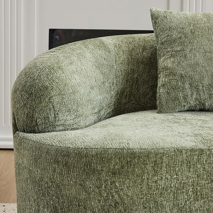 KEIKI 66.93 Cloud Sofa Curved Loveseat Couch with Round Armrest Compression Seat for Living Room Guest Bedroom No Assembly Required Green