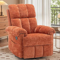 Recliner Chair Swivel Rocker Recliner Chair for Adults Small Recliners for Small Spaces Manual Recliner with Side Pockets Upholstered Nursery Rocking Chair for Living Room Chenille Orange