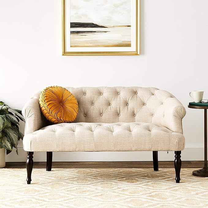 Rosevera C18-1 (1-B) Garner Chesterfield Settee Loveseat Beige