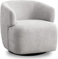 Swivel Accent Chair Chenille Barrel Chair for Living Room Cozy Round Boucle Arm Chair Metal Base for Club Nursery Bedroom Light Grey