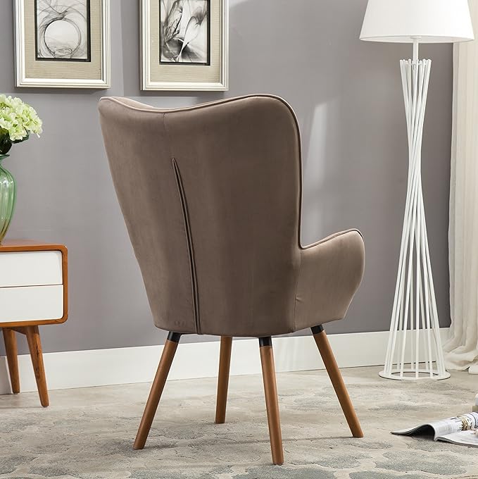 Roundhill Furniture Doarnin Contemporary Silky Velvet Tufted Button Back Accent Chair Taupe