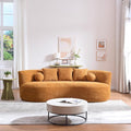 Christopher Knight Home Nomad Curved Sofa 90 Boucle Upholstered 3 Seater Couch with Decor Cushions Modern Cloud Couch with Deep Seat Fabric Upholstered Seating Set for Living Room Bedroom Camel