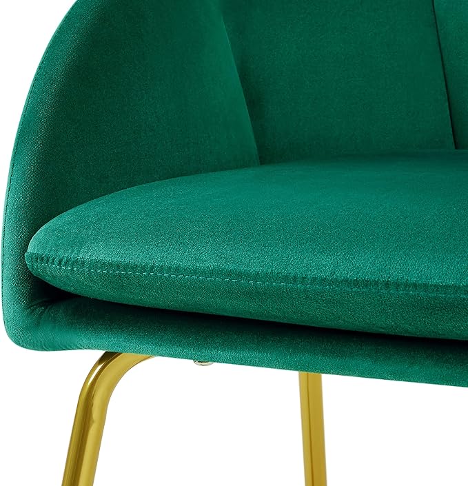 Yaheetech Flower Velvet Vanity Chair Modern Side Chair Armchair with Golden Metal Legs for Living Room/Dressing Room/Bedroom/Home Office/Kitchen Green