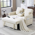 Convertible Sofa Bed 3-in-1 Sleeper Sofa with Pull-Out Bed Chenille Couch Folding Loveseat USB Ports &amp Adjustable Backrest Modern Loveseat for Living Room Apartment Beige