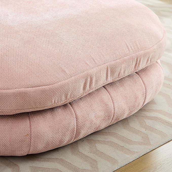 Oversized Chaise Lounge Indoor Deep Seat Boneless Sofa Bed with Throw Pillows Plush Chenille Fabric No Assembly Required Comfy Sleeper Sofa for Living Room Bedroom (PINK Without pocket)