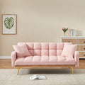 69-inch Convertible Sofa Bed with Two Throw Pillows Suitable for Living Room Bedrooms Offices Pink