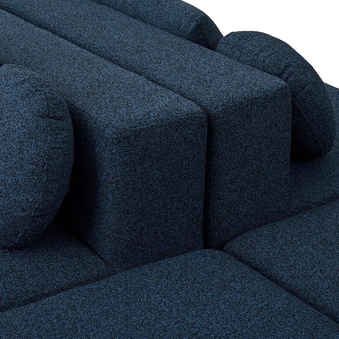Boneless Couch Modular Sectional Sofa 114.9 Free-Combined Sofa Couch Sofa Bed Compression Sofa with Deep Seating and Curved Design for Living Room (Blue#20)