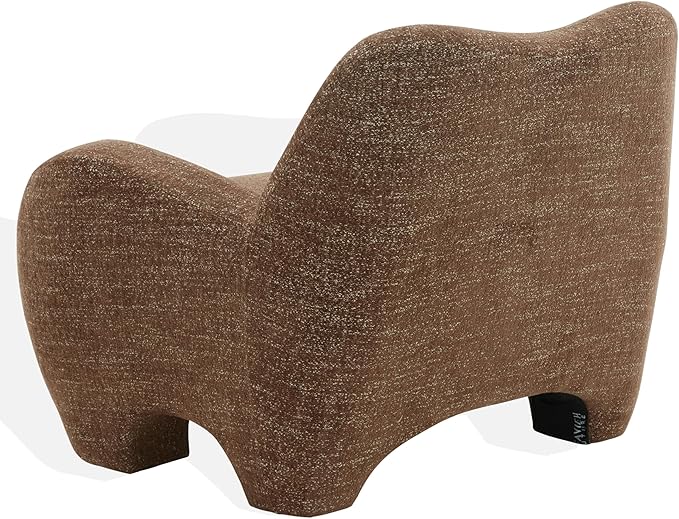 SAFAVIEH Couture Collection – Randal Dark Brown Chenille Accent Chair Fully Assembled Upholstered Lounge Seating with Curved Arms (SFV4878D)