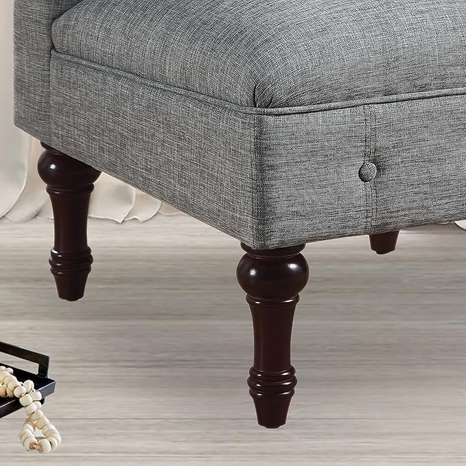 Rosevera Larkin Upholstered Tufted Fine Polyester Chair Loveseat Sofa Bench with Armless Design Easy Assembly for Living Room Bedroom Grey