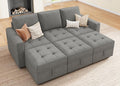 HONBAY Modular Sectional Couch Sleeper Sofa Bed with Storage Seats Oversized Sectional Couches for Living RoomWarm Grey