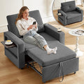 WEUP 42.5 Sleeper Sofa Chair Bed 3-in-1 Convertible Sleeper Chair with Pull Out Bed Adjustable Reclining Backrest Side Pockets Cup Holder USB Ports &amp Wing Table Premium Dark Grey