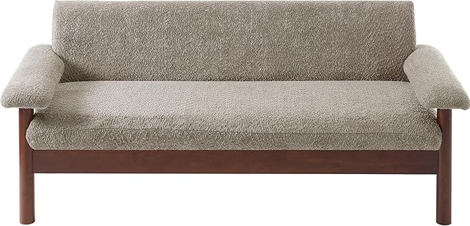 Christopher Knight Home Vincenzo Large Couch Chair Berber Fleece Sofa Upholstered Loveseat Soft Pillow Armchair Rubberwood Legs Couch 72.8 Loveseat Reading Sofa for Living Room Home Rest Brown