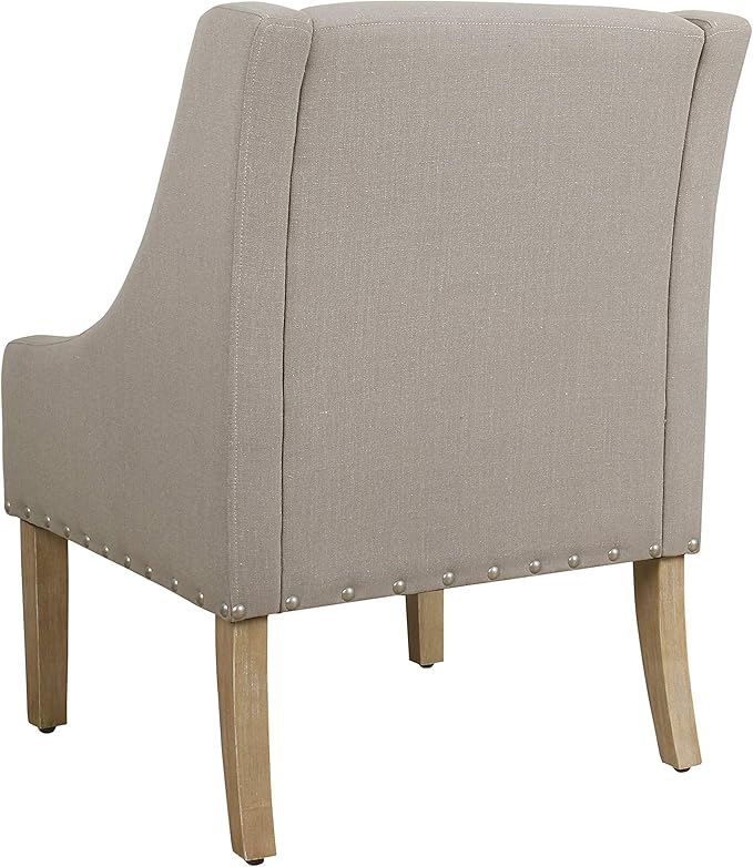 Homepop Home Decor | Upholstered Classic Swoop Arm Accent Chair | Accent Chairs for Living Room &amp Bedroom | Decorative Home Furniture Sand Dune