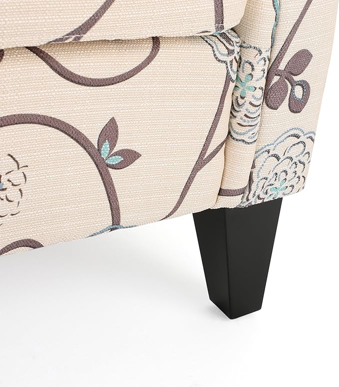 Accent Chairs with Arms for Living Room Bedroom Tufted Club Chair Deco Teal Floral Upholstery