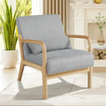 Accent Chair Mid-Century Modern Armchair with Waist Cushion Fabric Lounge Reading Chair with Wood Frame Comfy Single Sitting Seat for Living Room Bedroom Balcony up to 450lbs Gray