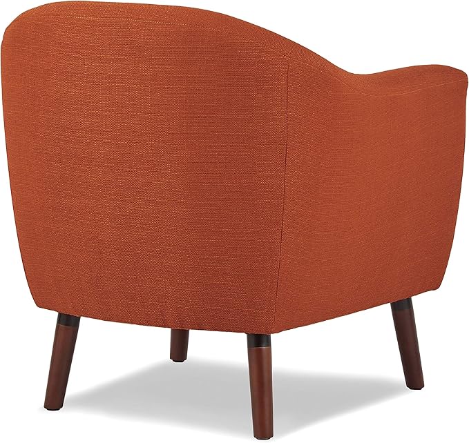 Homelegance Lucille Modern Accent Chair Upholstered Reading Chair with Button-Tufted Back Sloped Arms Removable Seat Cushion Cover and Espresso Wood Legs for Living Room Bedroom or Office Orange