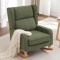 Nursery Rocking Chairs Rocking Chair Nursery for Mom Nursery Rocker with High Backrest and Solid Wood Legs Modern Wingback Accent Rocking Chair for Reading Living Room Bedroom Green