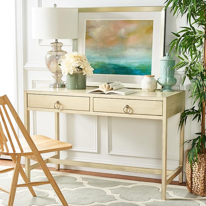 SAFAVIEH Home Collection Esther Antique White 2-Drawer Desk