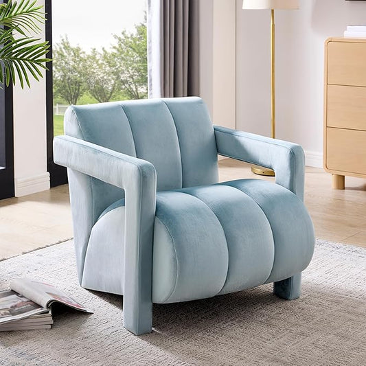 Roundhill Furniture Velmor Contemporary Velvet Accent Armchair Blue