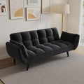 Olela Futon Sofa Bed Convertible Sleeper Couch 74 W Modern Velvet Loveseat with Adjustable Backrests and Solid Wood Legs for Living Room Bedroom Small Space (Black)
