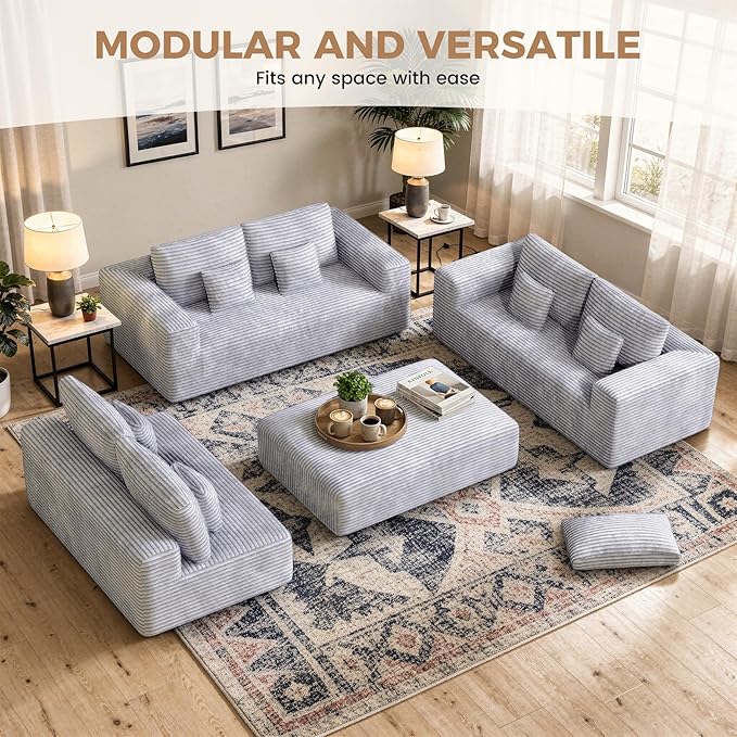 80'' Modern Cloud Loveseat Sofa No Assembly Required Deep Seat Comfy Small Couches Includes 2 pcs Pillows for Living Room Bedroom Apartment(Light Grey)