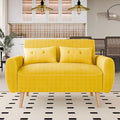 Vongrasig 48 Small Modern Loveseat Sofa Mid Century Soft Corduroy Fabric 2-Seat Sofa Couch Tufted Love Seat with Back Cushions and Tapered Legs for Living Room Bedroom and Small Space (Yellow)