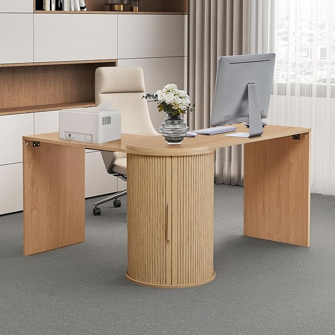 Home Office Desk L Shaped 51-Inch Small Space Modern Office Computer PC Desk with Storage File Cabinet and Reversible Tabletop Corner Work Table for ExecutiveStudyWriting - Natural
