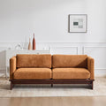 Christopher Knight Home Perla Chenille Upholstered 3 Seater Sofa Couch with Pillow Wooden Home Sofa Living Room Comfy Cloud Couch for Bedroom Apartment Home Office Brownish Orange