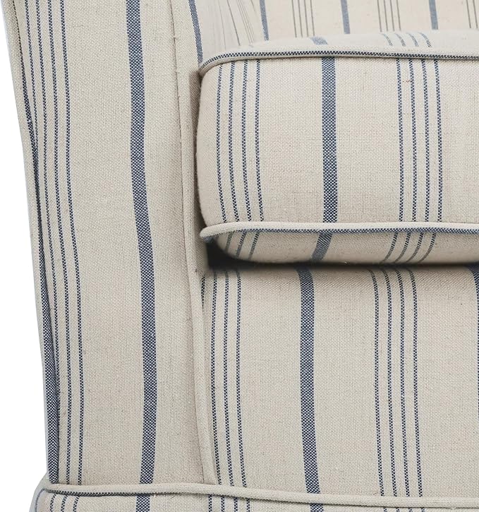 GDFStudio Swivel Accent Chair Upholstered Club ChairComfy Lounge Single Arm SofaModern Reading Chair for Living Room Bedroom Office28.75 x 28 x 27 300 Lbs Heavy Duty Beige Blue Stripe