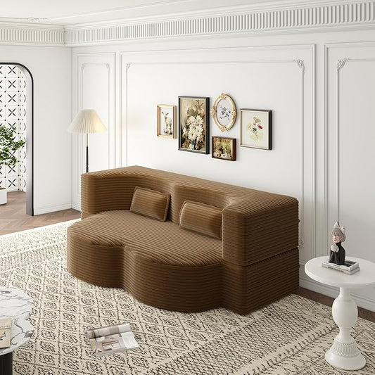 78 Folding Floor Sofa Bed Queen Full Size Folding Mattress Boneless Couch for Living Room 15 Seat Height Convertible Teddy Fabric Foam-Filled Loveseat Sleeper Sofa Bed