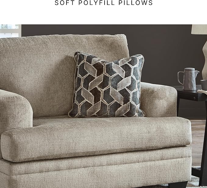 Signature Design by Ashley Stonemeade Casual Upholstered Oversized Chair with 1 Toss Pillow Light Brown