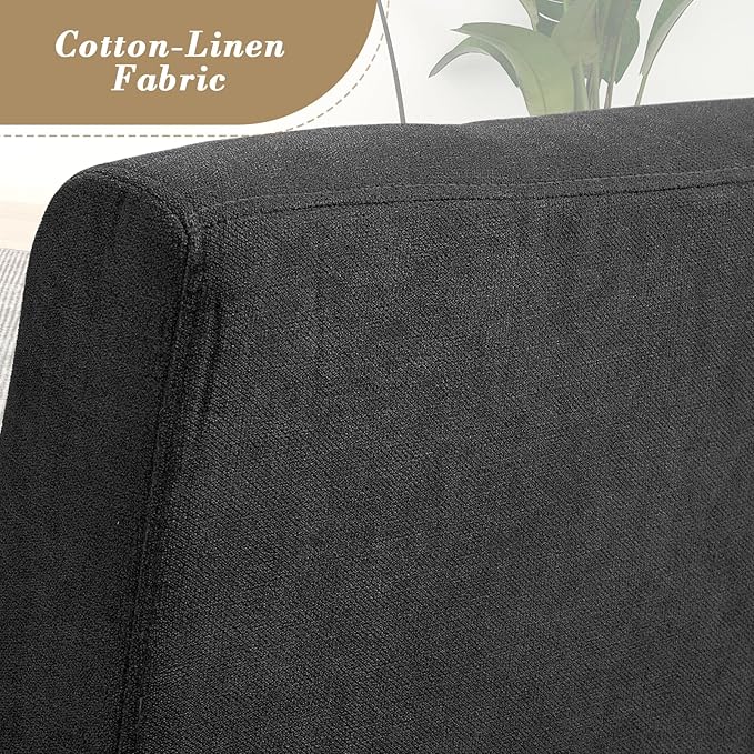 Athena Collection Modern Accent Chair with Cushion Comfy Upholstered Fabric Reading Chair for Adult Soft Sofa Armchair for Living Room Bedroom Dorm Black