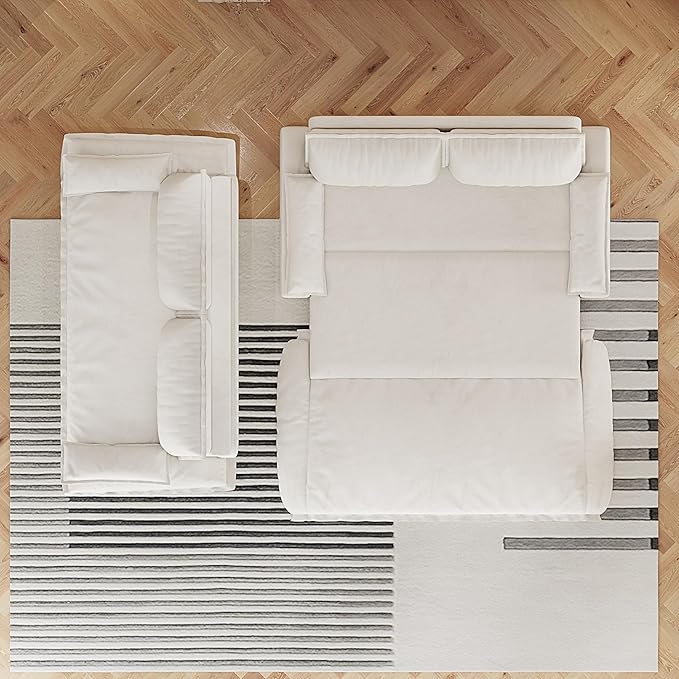 3 in 1 Convertible Queen Sleeper Sofa Bed Comfy Pull Out Futon Couch Bed 73.2 Modern Velvet Recliner Loveseat Sofa Multi-Functional Beige Cloud Couch for Living RoomApartmentOffice (Beige 73.2)