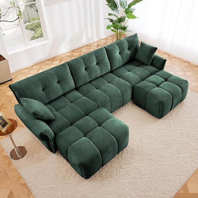 mikibama Oversized Modular Sectional Sofa with Movable Ottomans110 Chenille U-Shaped Couch with 2 FootrestModern 3 Seater Couches for Living RoomLarge Sofas with Deep Seat for Apartment