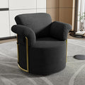Swivel Accent Chair 360 Degree Swivel Barrel Chair Upholstered Comfy Reading Chair for Living Room Bedroom Apartment Small Space Seating with Supportive Foam Spring Cushion Black