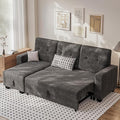 Homall Sleeper Sofa Bed Couch with Pullout Bed and Reversible Storage Chaise L Shaped Sofas for Apartment Small Space (Linen Fabric Dark Grey)