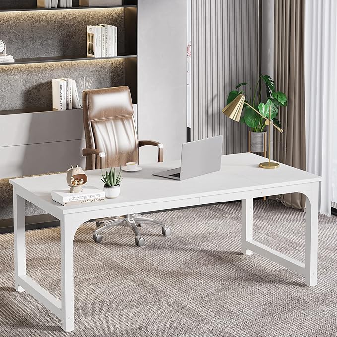 LITTLE TREE 70.8 Inch X-Large Executive Computer Office Desk White