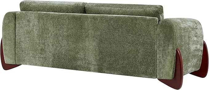 Christopher Knight Home Taki 89 Inches Sofa Couch Cozy Chenille Upholstered 3-Seater Sofa Wood Frame Couches Comfy Home Sofa Living Room and Office Lounge Seating with Armrests Olive Green