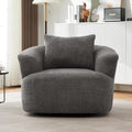 360° Swivel Chair 38.2 Accent Chair Sofa Boucle Fabric Upholstered Swivel Barrel Sofa Chair with a Throw Pillow for Living Room Bedroom Office Hotel (Grey-4.29)
