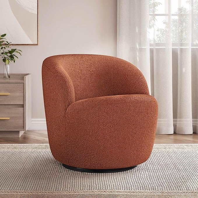 BELLEZE Swivel Barrel Chair Velvet Modern Round Swivel Accent Chair 360° Upholstered Swivel Single Sofa Armchair Comfy Swivel Accent Chair for Living Room Bedroom - Slate (Brick)