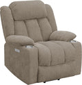 Coaster Home Furnishings - Houston - Fabric Upholstered Power Lift Recliner Chair with Power Panel with USB Port Cup Holders and Pillowtop Arms - Living Room - Camel - 602274P