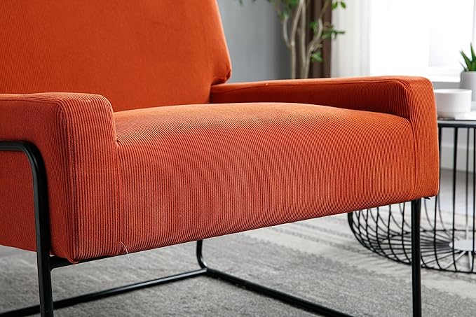 Accent Chair - Modern Industrial Slant Armchair with Metal Frame - Premium High Density Soft Single Chair for Living Room Bedroom
